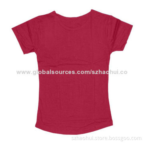 Women's 100% cotton cheap promotional T-shirt, many colors are available, custom design is welcome